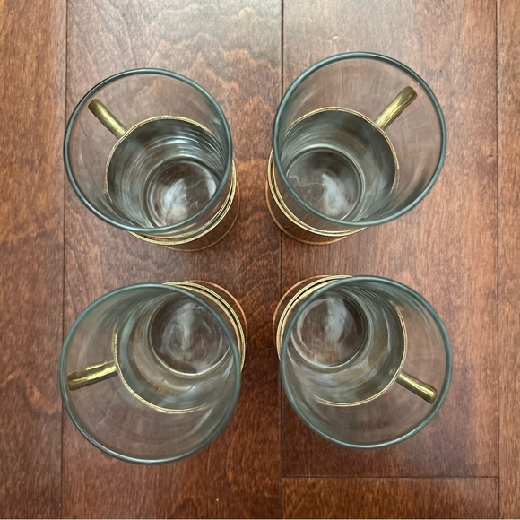 Vintage Beucler Irish Turkish Coffee Espresso Cups, Glass Copper Brass, Set of 4 - Picture 4 of 15